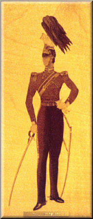Marquetry Picture: A military miniature No 2